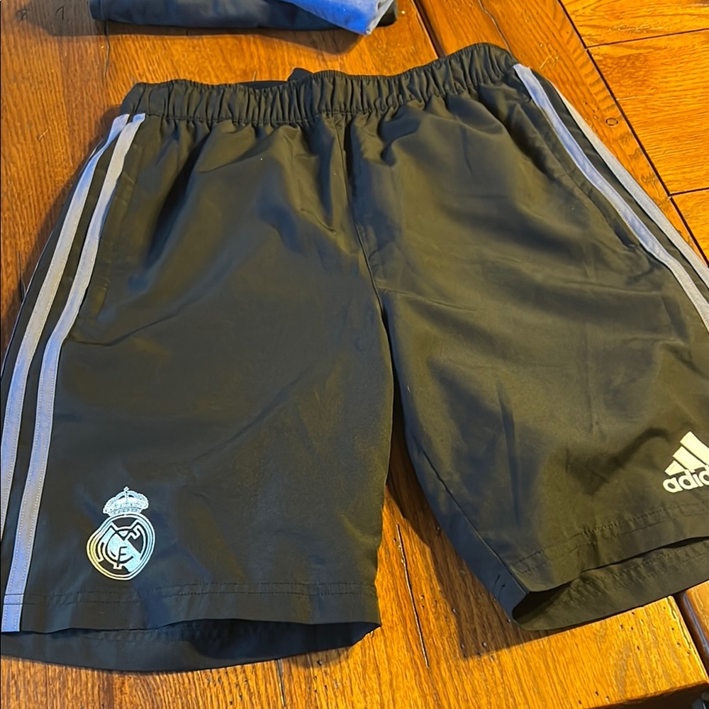 adidas Kids Black Shorts with White Stripes
